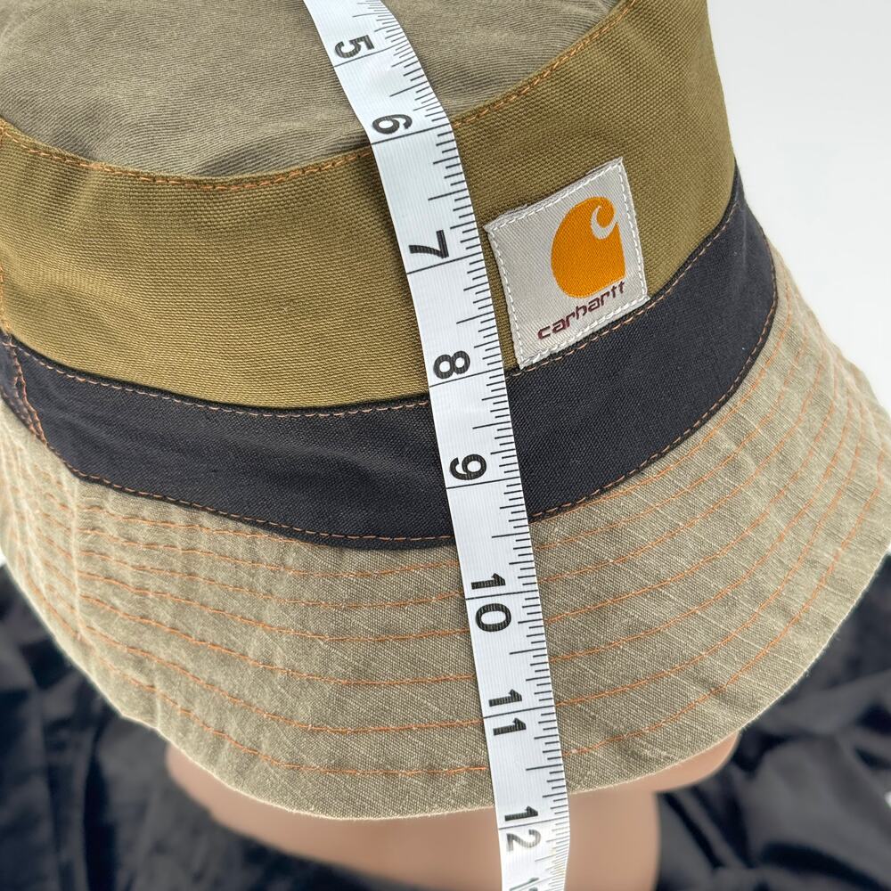 Carhartt WIP Four Color Colorblock Bucket Hat Olive Brown Charcoal Beige - Picture 8 of 9